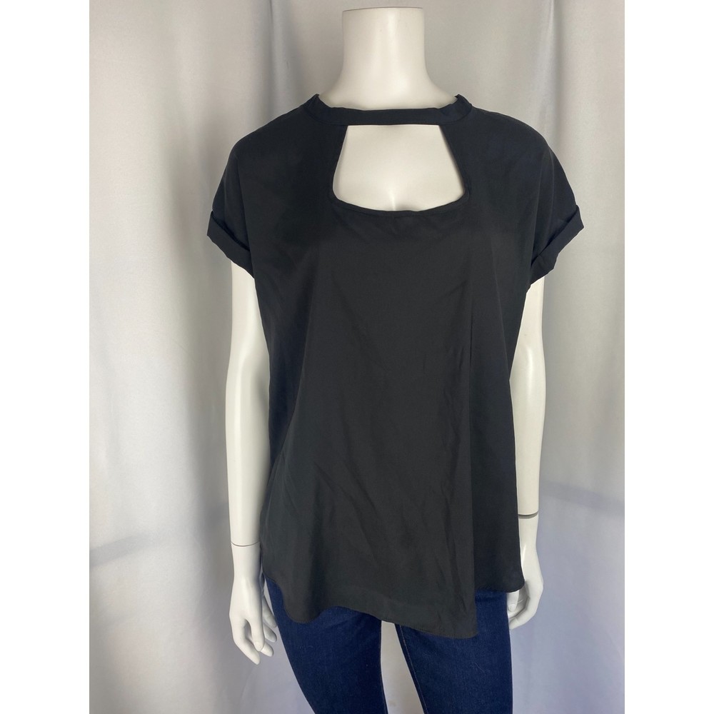 SO Goods for Life Black Sqaure Front Blouse Size XL